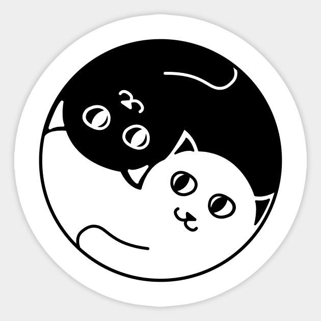 Yin and Yang Cats Sticker by PaletteDesigns